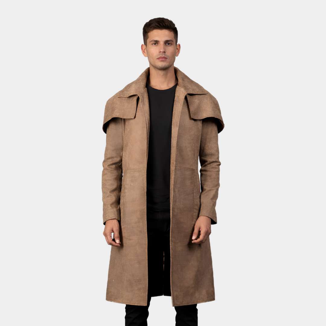 Army Brown Leather Duster