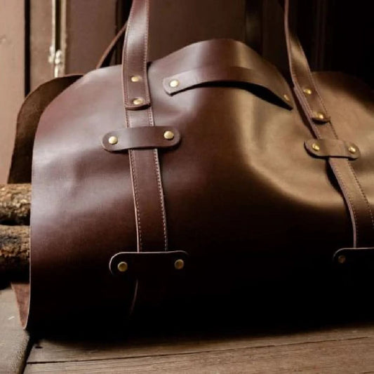 Full Grain Leather Wood Log Carrier