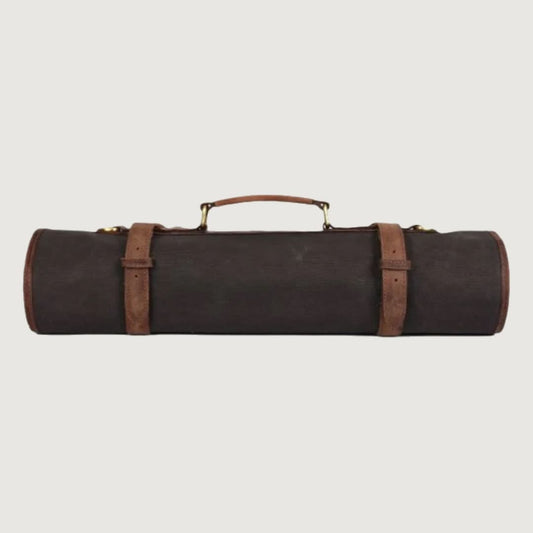 Tourbon Leather Knife Roll - Dark Brown