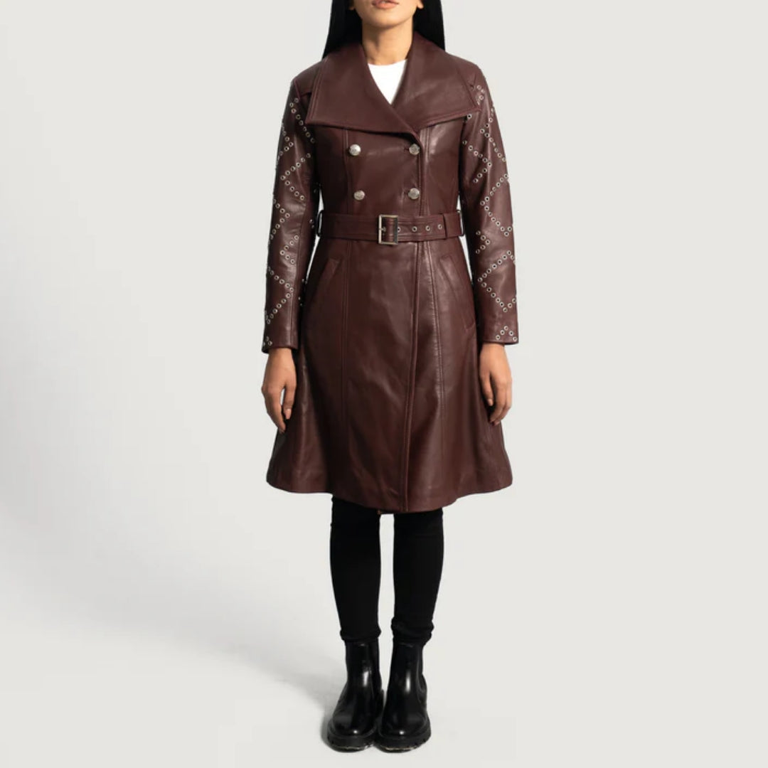 Missoni Maroon Leather Trench Coat
