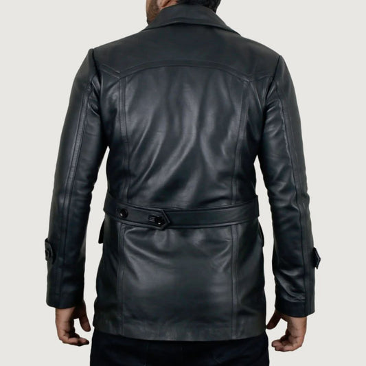 The Prestige Men's Black Leather Long Coat