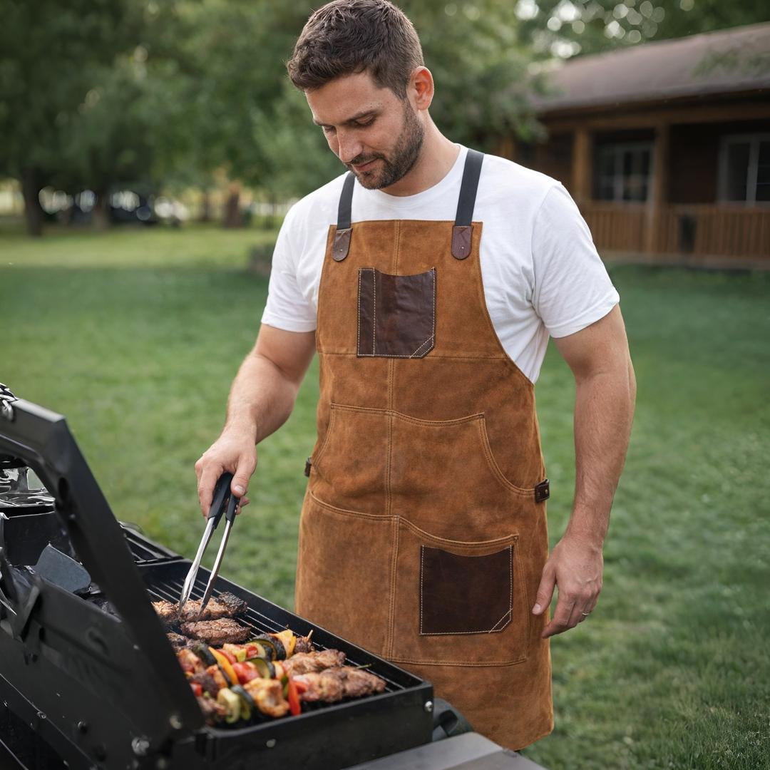 Arucas Suede Apron - Caramel Brown