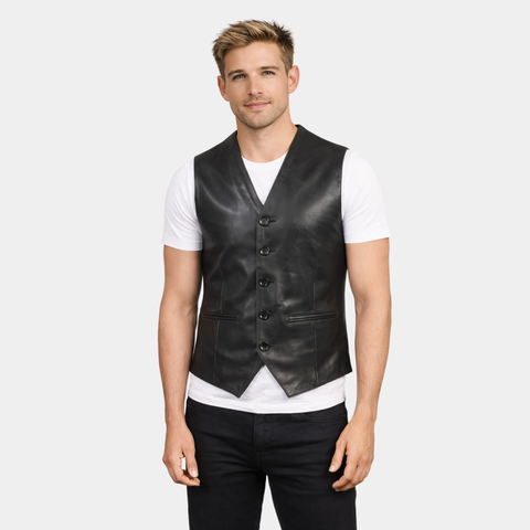 Auden Black Leather Vest