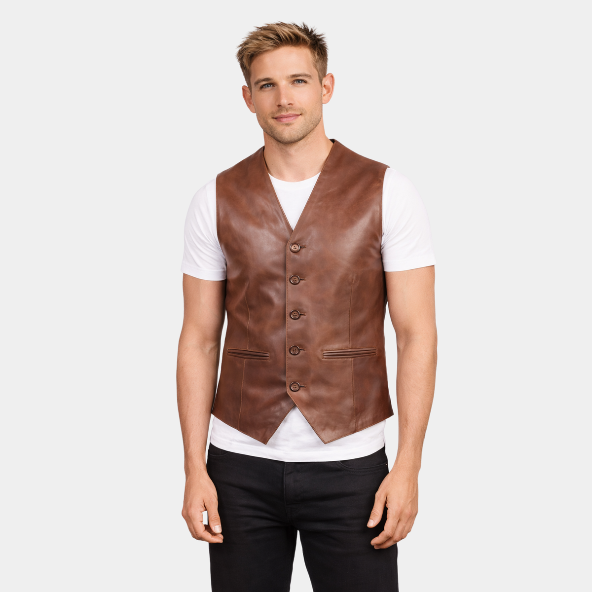 Auden Brown Leather Vest