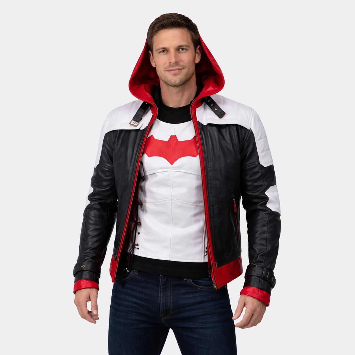 Batman Arkham Knight Red Hood Leather Jacket + Vest