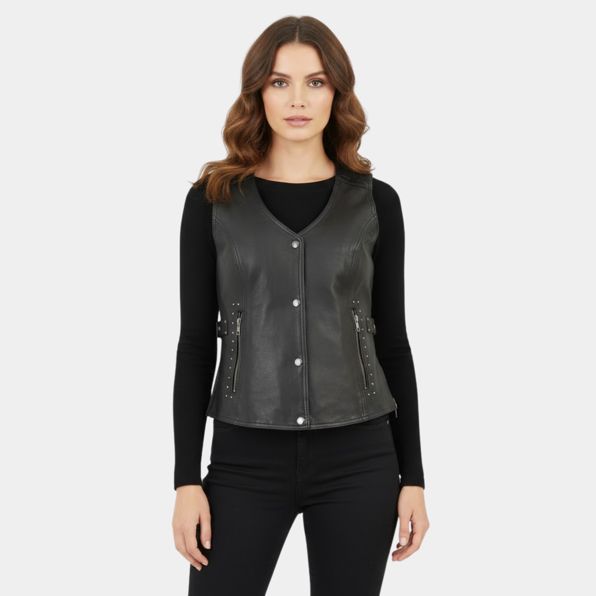 Black Fringed Leather Vest