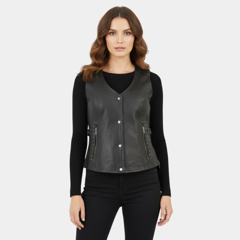 Black Fringed Leather Vest