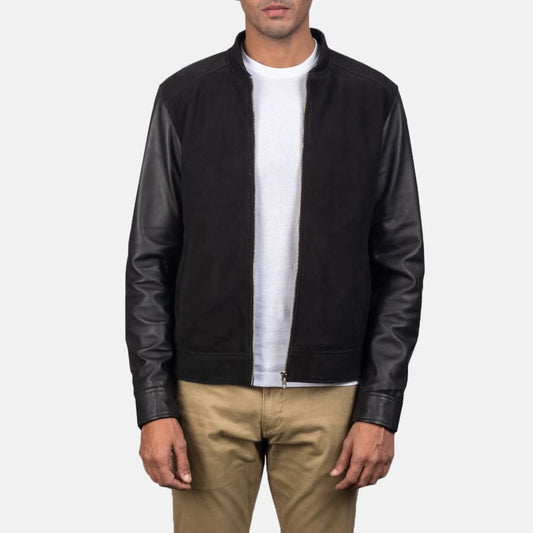 Blain Black Hybrid Bomber Jacket - Leather Clan