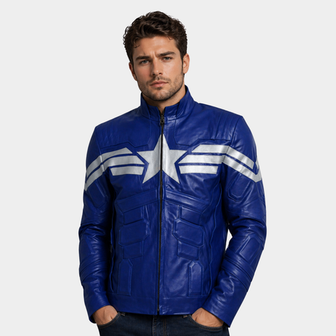 Blue Leather Jacket â€“ Classic Casual Style