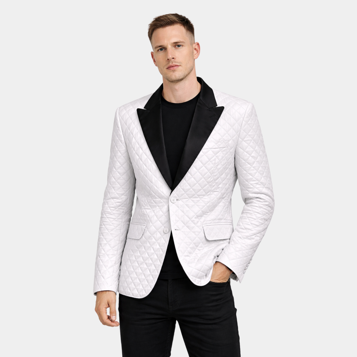 Bocelli Tuxedo Quilted Leather Blazer