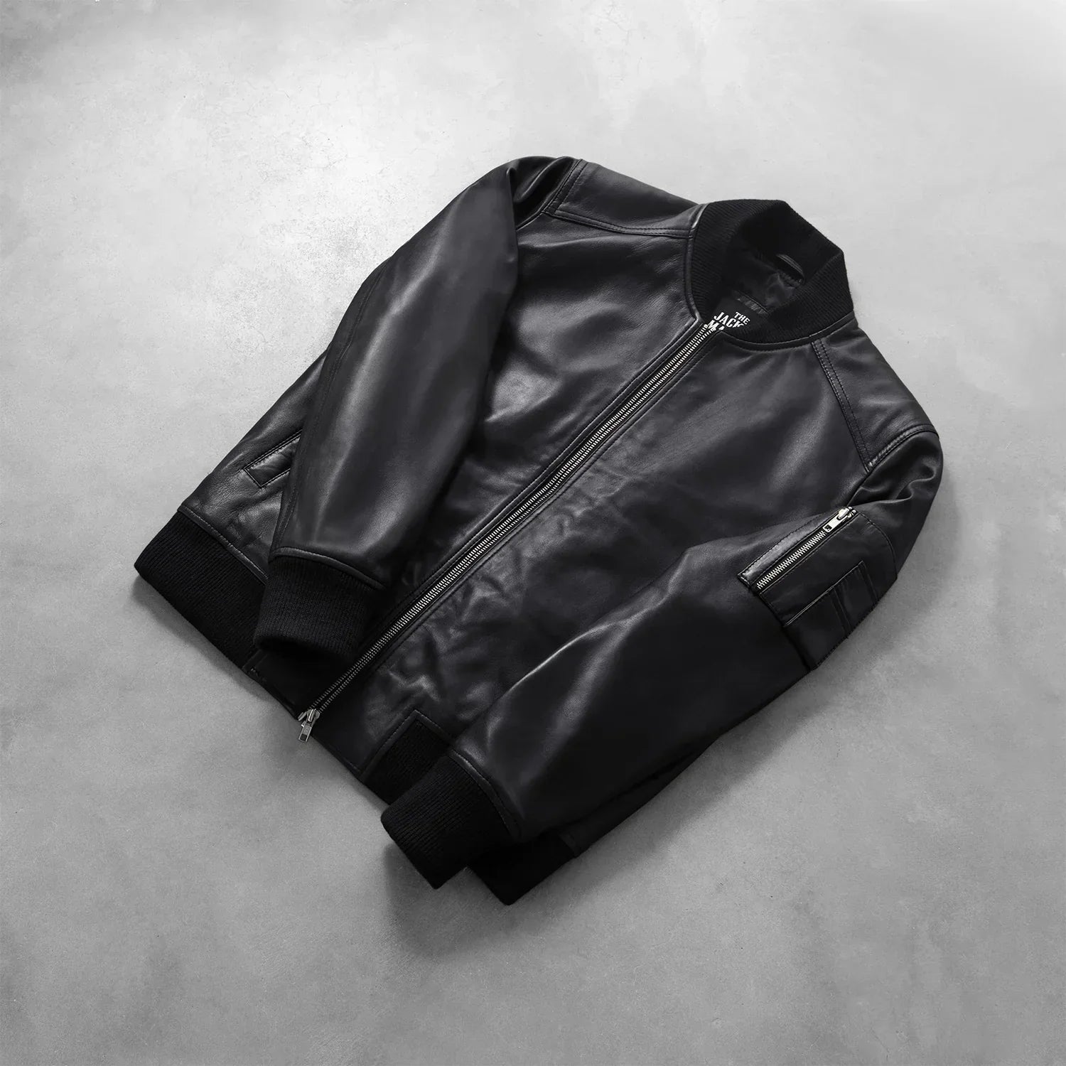[FS] Bomia Ma-1 Black Leather Bomber Jacket