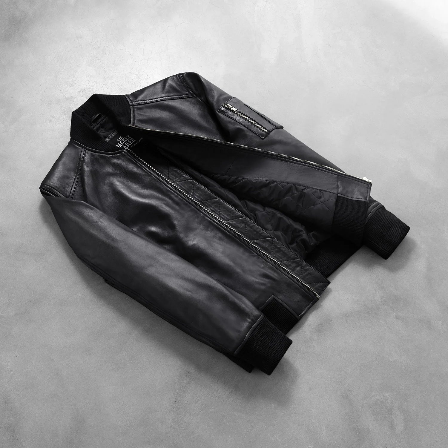 [FS] Bomia Ma-1 Black Leather Bomber Jacket