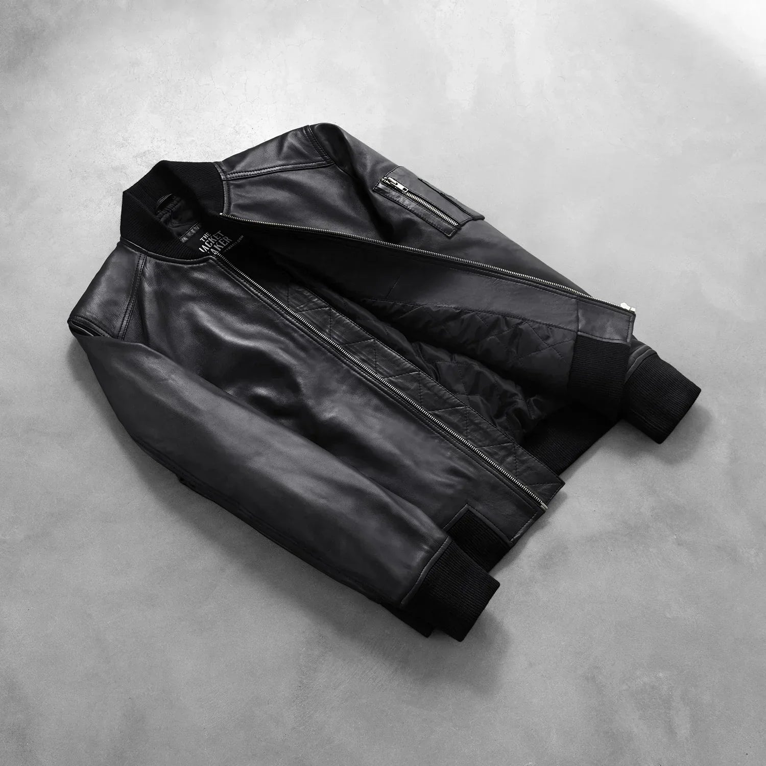 [FS] Bomia Ma-1 Black Leather Bomber Jacket