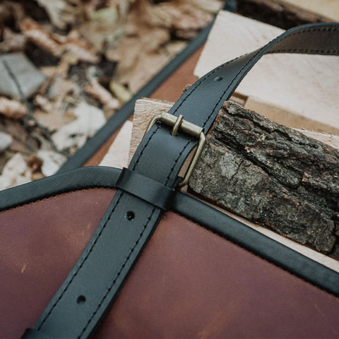 Gift for Home- Brown Leather Log Carrier