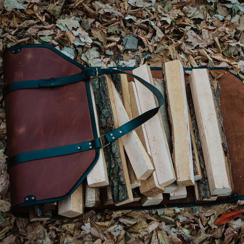 Gift for Home- Brown Leather Log Carrier