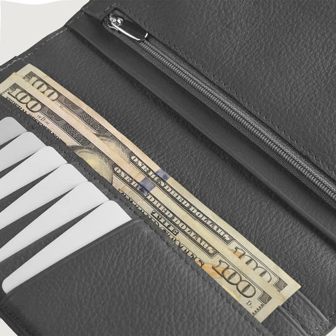 Cameron Grey Leather Long Wallet