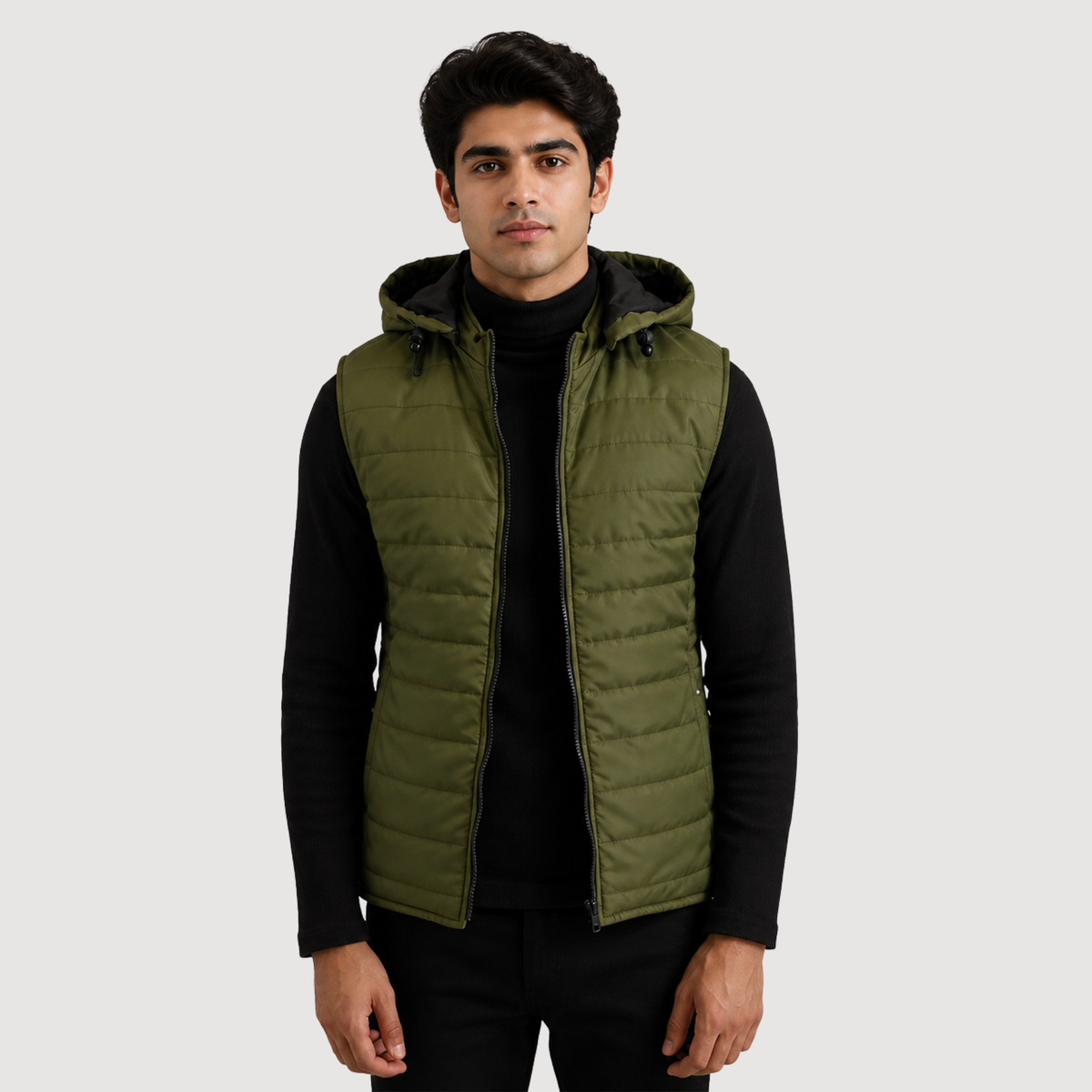 Carlo Green Hooded Puffer Vest