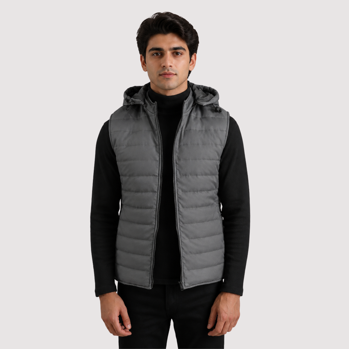 Carlo Grey Hooded Puffer Vest