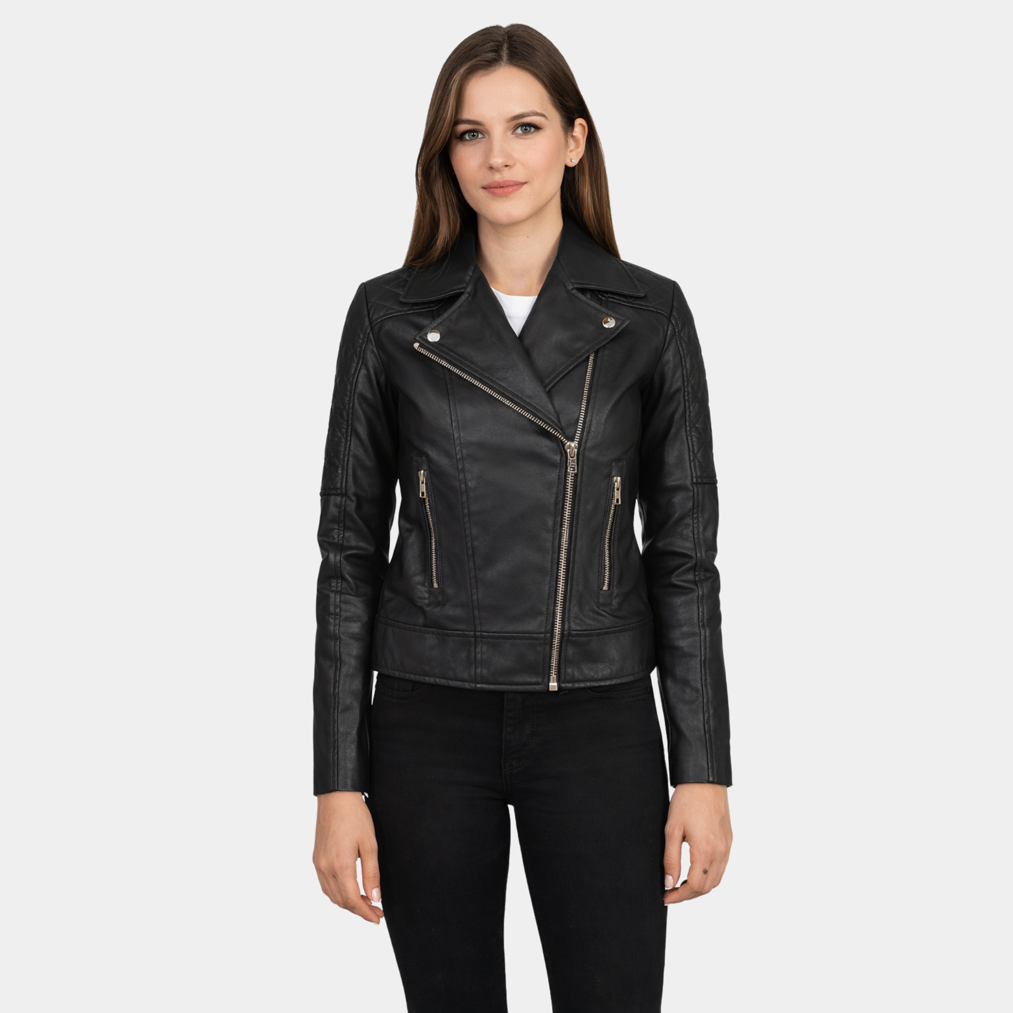 Carolyn Quilted Black Biker Jacket - Leather Clan