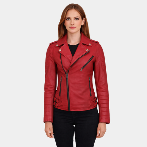 Charlotte Red Leather Jacket