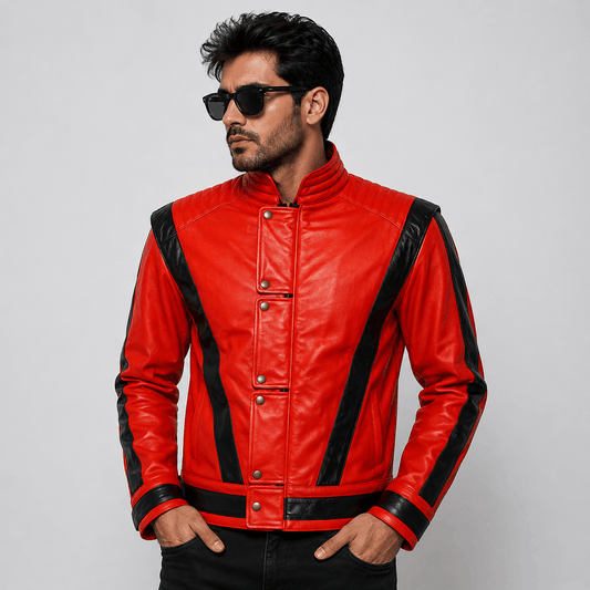 Men's Orange Leather Jacket â€“ Classic Casual Style