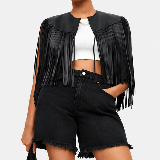 Women's Western Leather Fringe Vest