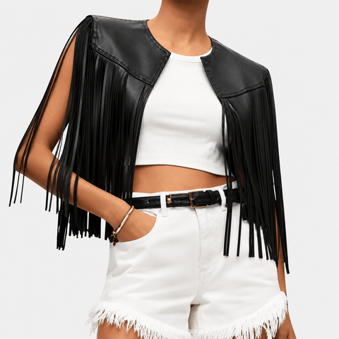 Women's Western Leather Fringe Vest