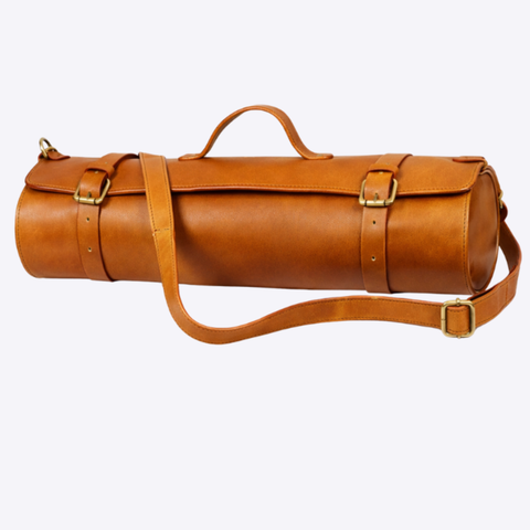 Leather Chef Knife Roll Chestnut 10 Slots
