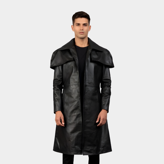 Classic Black Leather Duster