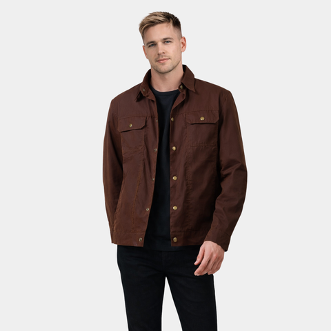 Colberto Brown Waxed Canvas Trucker Jacket