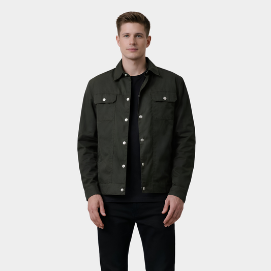 Colberto Olive Waxed Canvas Trucker Jacket