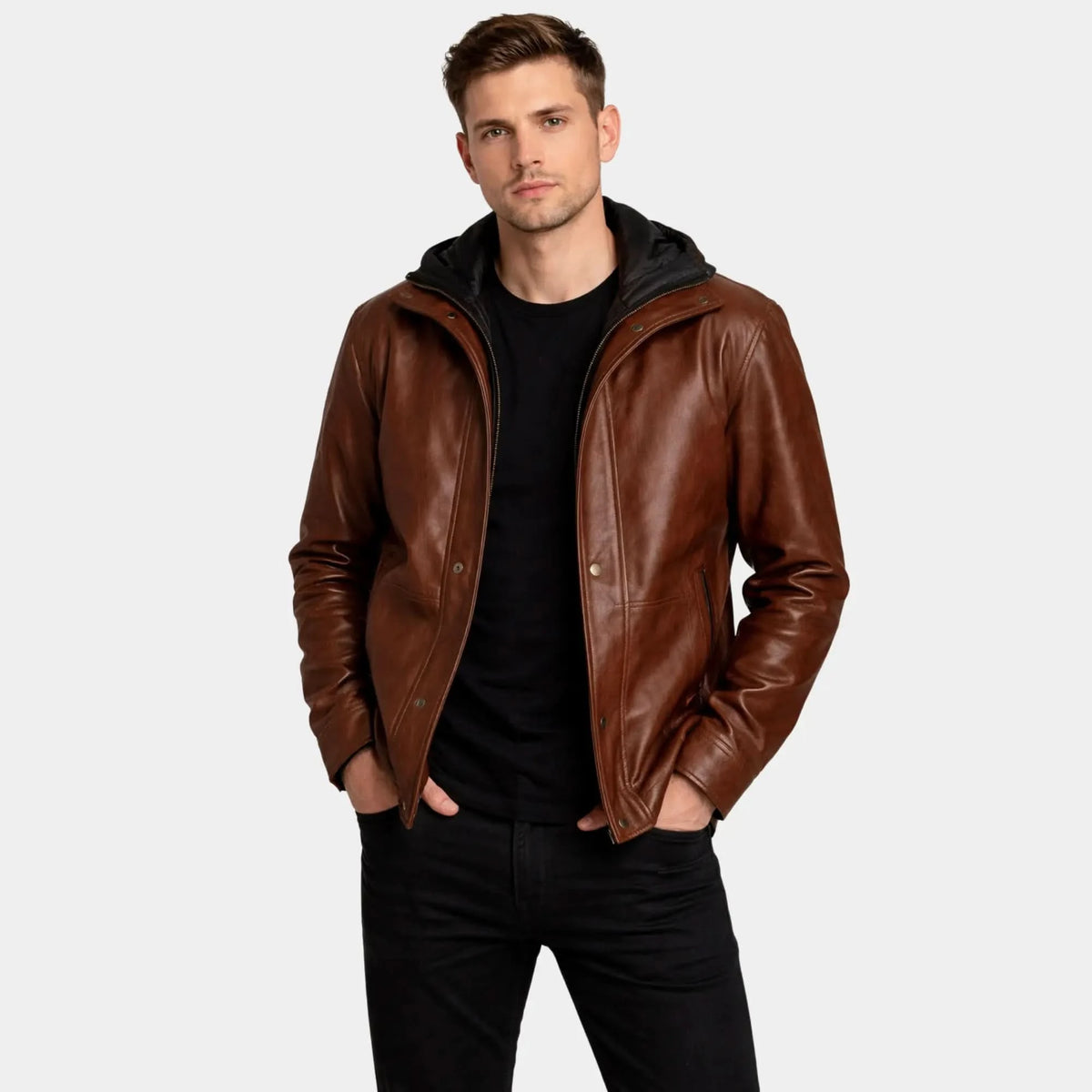 Connor Waxed Brown Leather Coat - Leather Clan