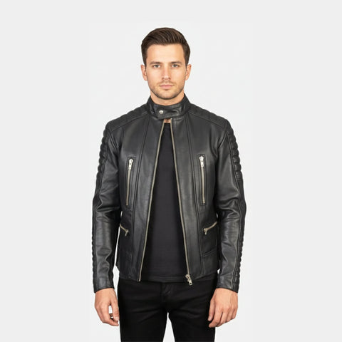 Damian Black Leather Biker Jacket
