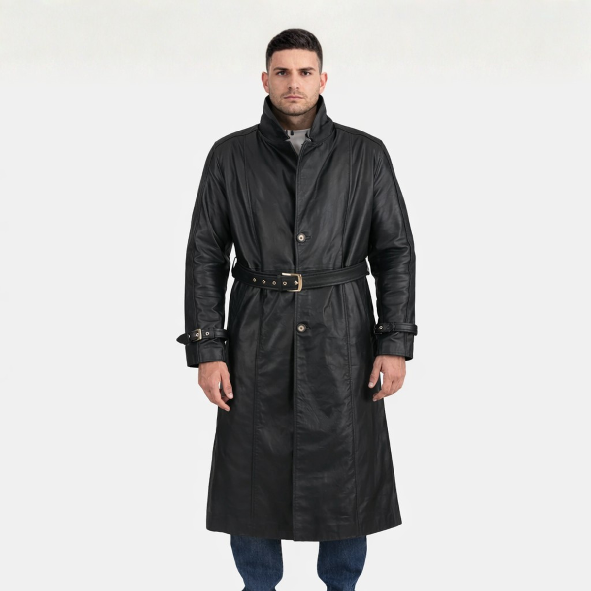 Daniel Black Leather Trench Coat