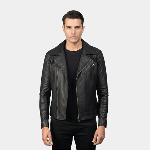 Danny Quilted Black Leather Biker Jacket