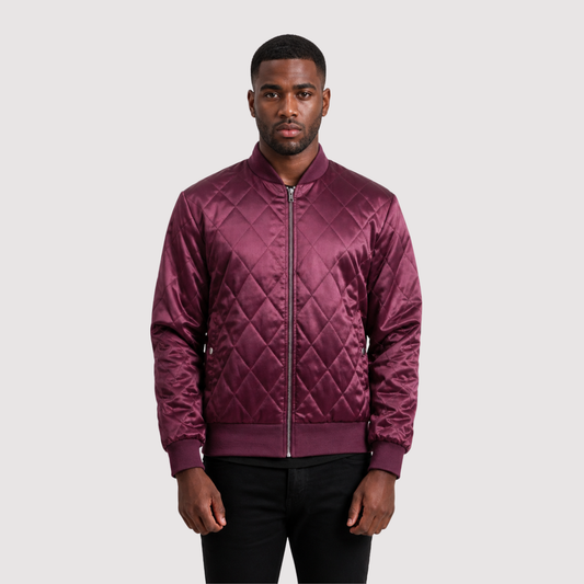 Danson Quilted Maroon Varsity Jacket