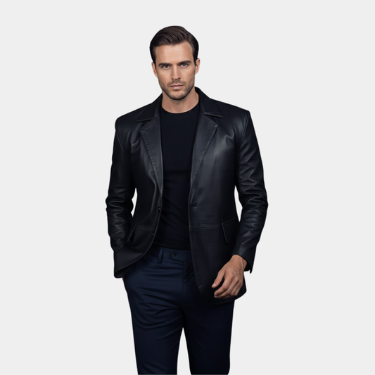 Daron Black Leather Blazer
