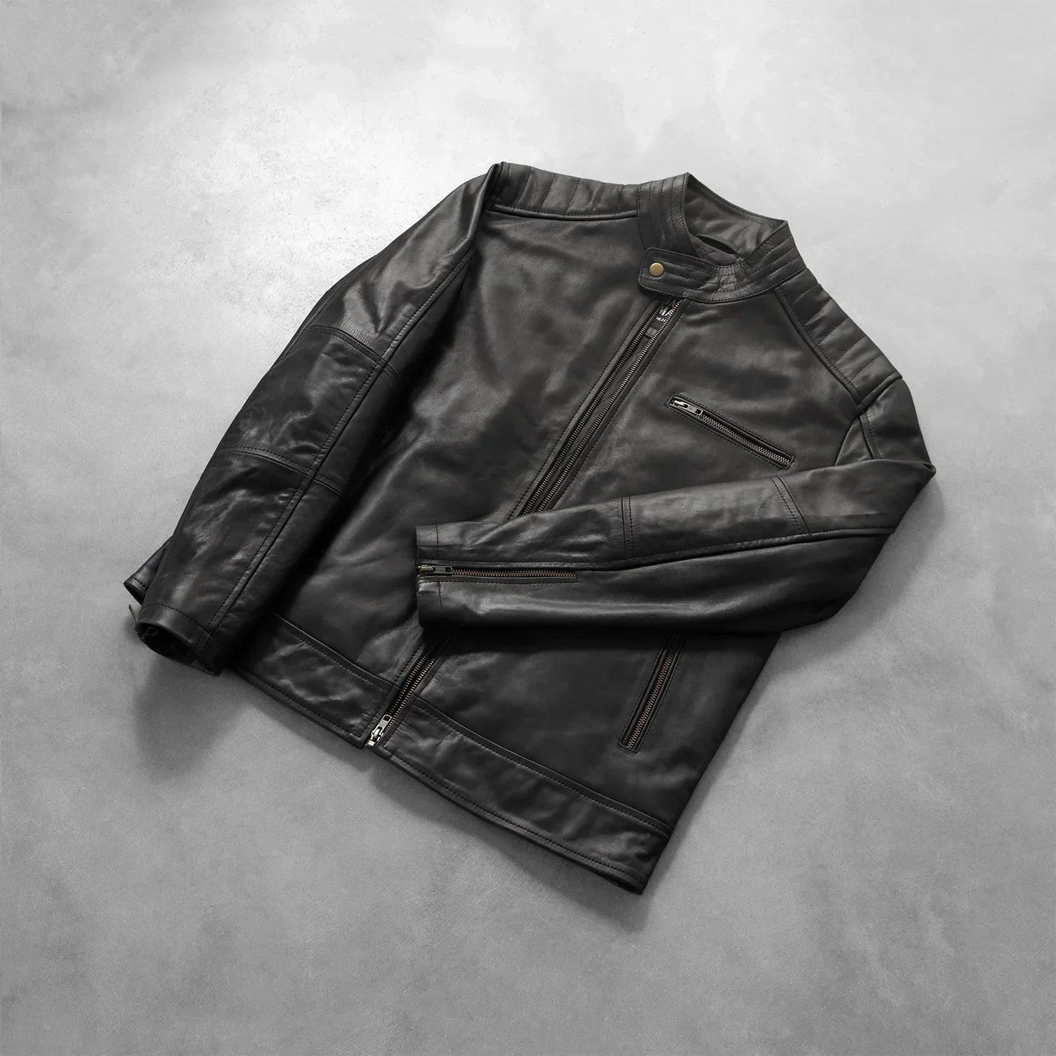 [LC] Dean Black Leather Biker Jacket
