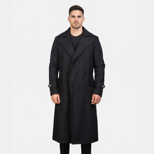 Detective Black Wool Coat