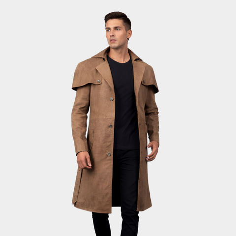 Deux Brown Leather Duster