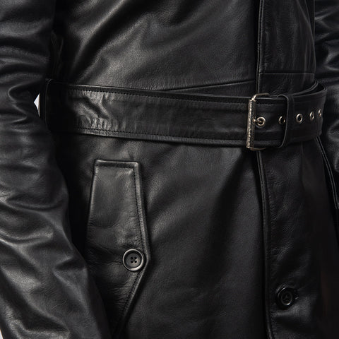 Deux Black Leather Duster