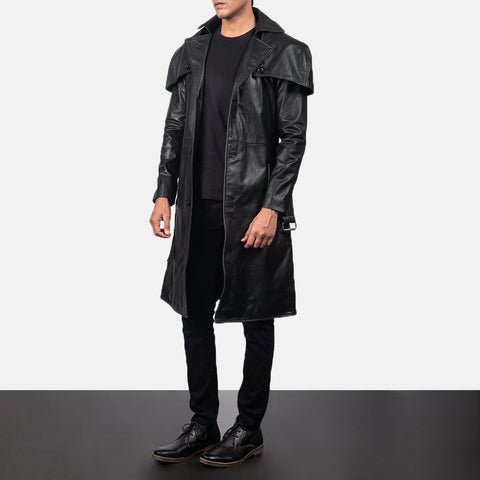 Deux Black Leather Duster