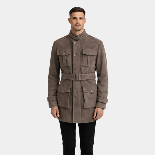 Dolf Grey Suede Coat - Leather Clan
