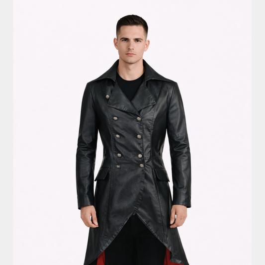 Double Breasted Gothic Raven Black Coat