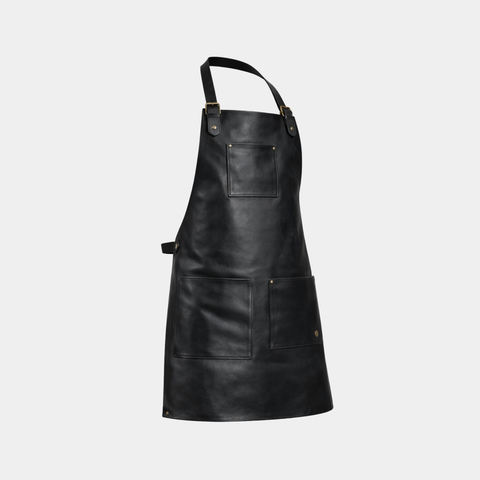 Double Pocket Leather Apron - Black