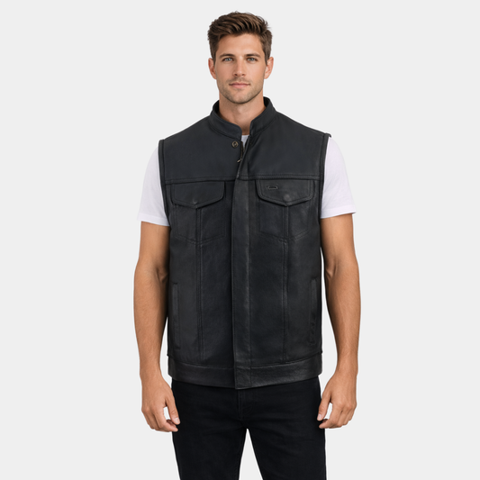 Dual Closure Open Neck Motorcycle Rider Vest