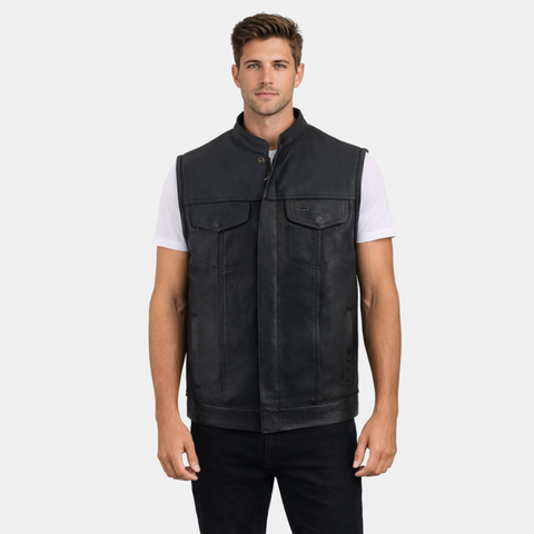 Dual Closure Open Neck Motorcycle Rider Vest