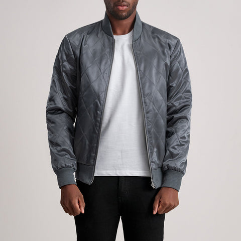 Danson Quilted Grey Varsity Jacket
