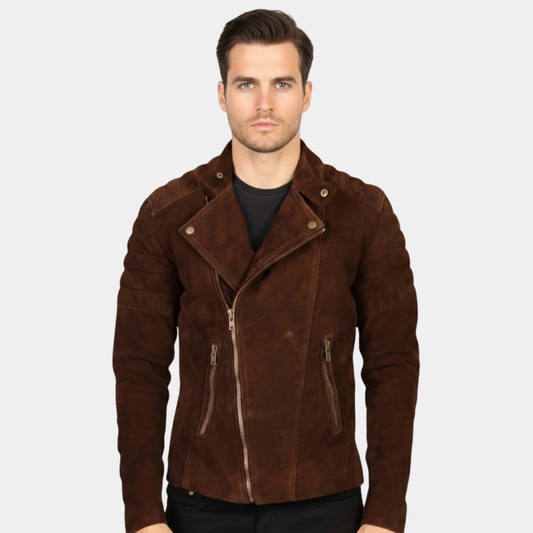 Faisor Mocha Suede Biker Jacket