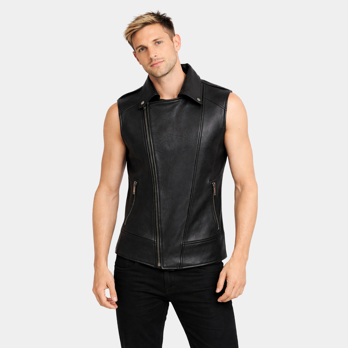 Faux Leather Biker Vest